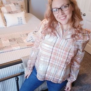 Anthro Current Air Polly Ruffle Blouse NWT